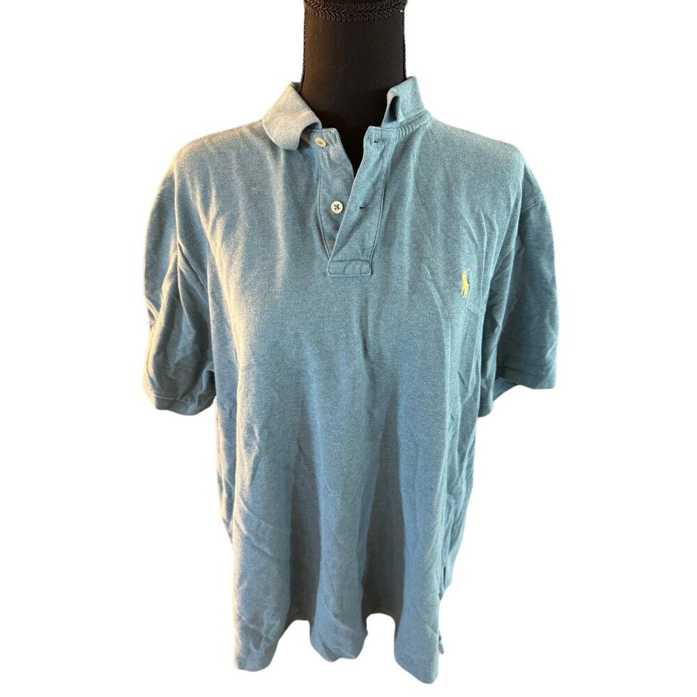 Polo Ralph Lauren Polo Shirt Mens XL Turquoise Teal Yellow Pony Short Sleeve